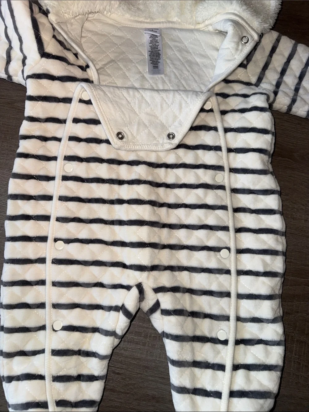 Nordstrom Baby Striped Quilted Fleece-Lined Winter Snowsuit Bunting (3-6M)